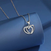 925 Sterling Silver Double Heart-shaped Necklace For Women Summer